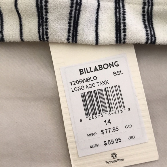 BILLABONG LONG AGO TANK Girl’s Size 14 - Picture 4 of 5